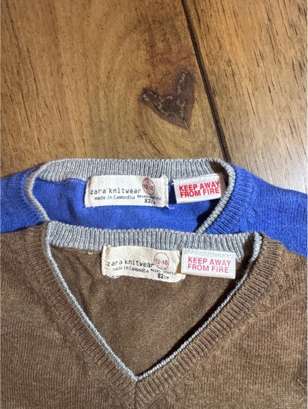 Zara Knitwear Boys V-Neck Sweater Bundle Blue & Brown 12–18 Months (82 cm)